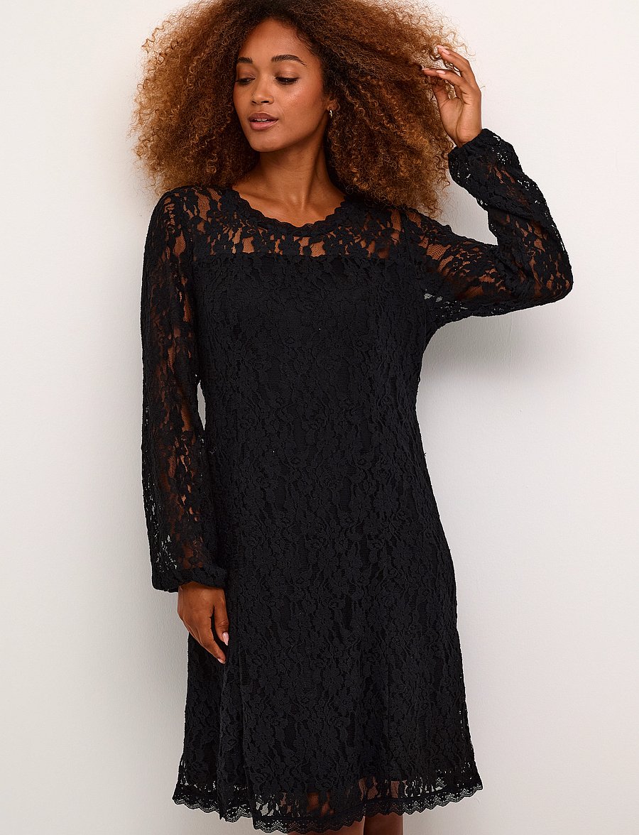 Cream - CRKit Lace LS Dress - Zally fit - partykleider - pitch black - 0