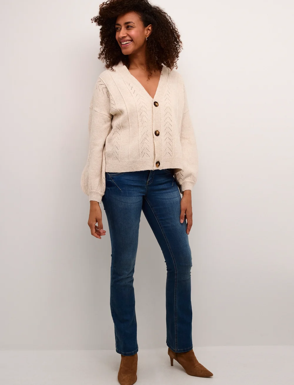 Cream - CRHoliday Knit Cardigan - cardigans - oat melange - 3