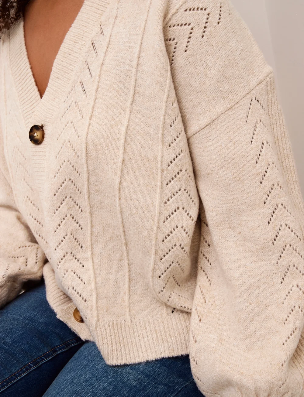 Cream - CRHoliday Knit Cardigan - cardigans - oat melange - 5