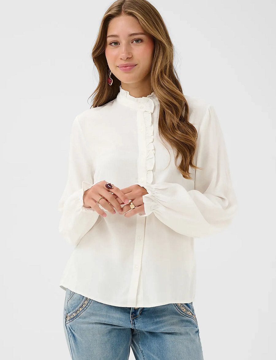 Cream - CRVenea Shirt - långärmade skjortor - snow white - 4