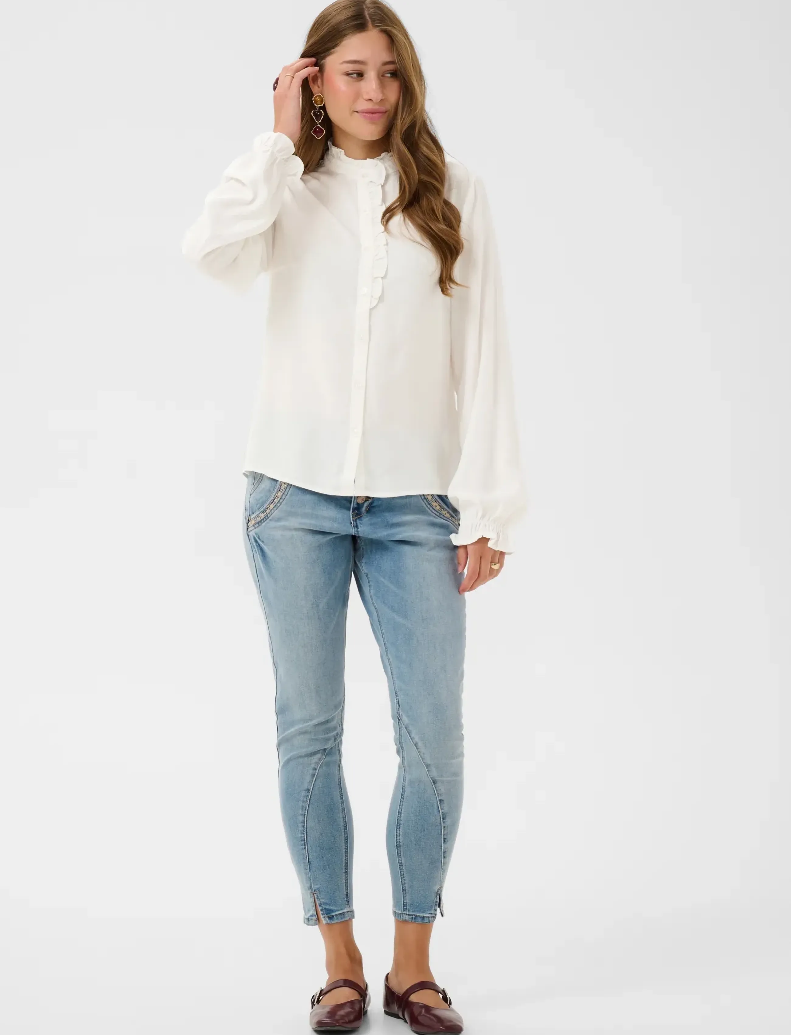 Cream - CRVenea Shirt - long-sleeved blouses - snow white - 5