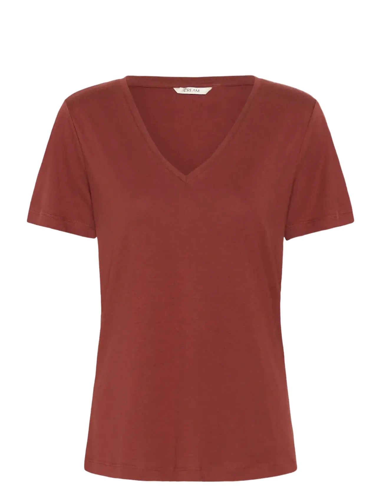 CREAM Crnaia Deep V-Ausschnitt T-Shirt Burgundy - S - Damen