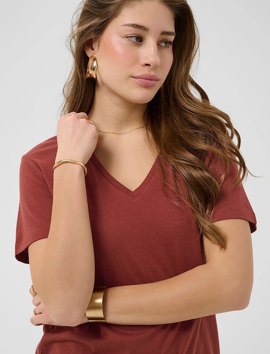 Cream - CRNaia Deep V-neck T-Shirt - t-shirts - brandy snifter - 5