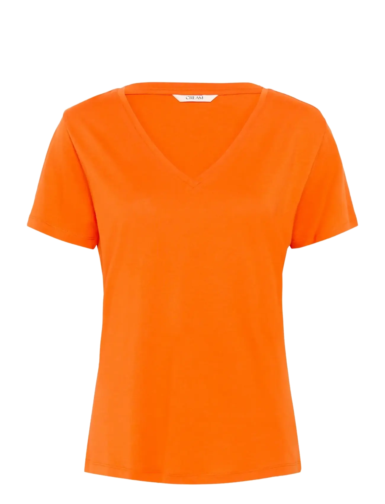 Cream CRNaia Deep V-neck T-Shirt - Clothing - CELOSIA ORANGE / orange