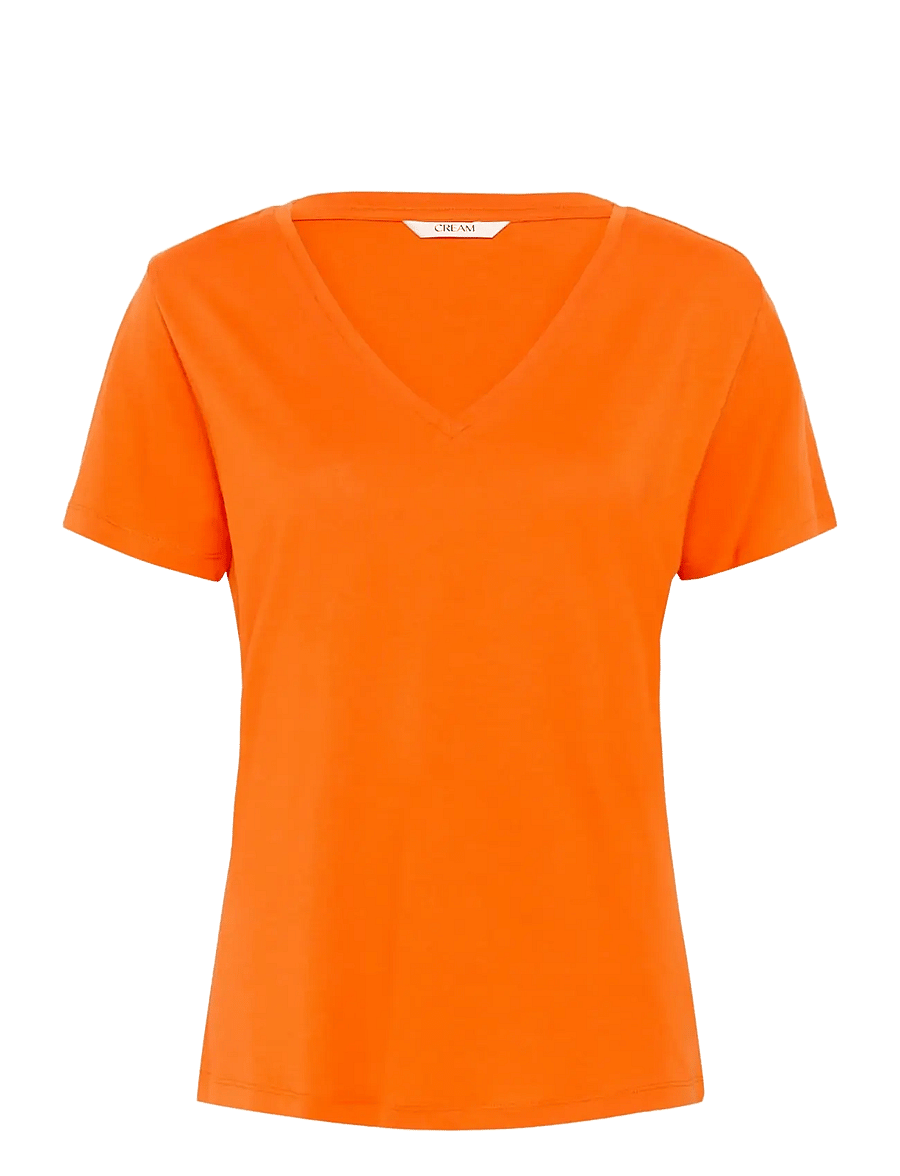 Cream - CRNaia Deep V-neck T-Shirt - t-shirts - celosia orange - 1