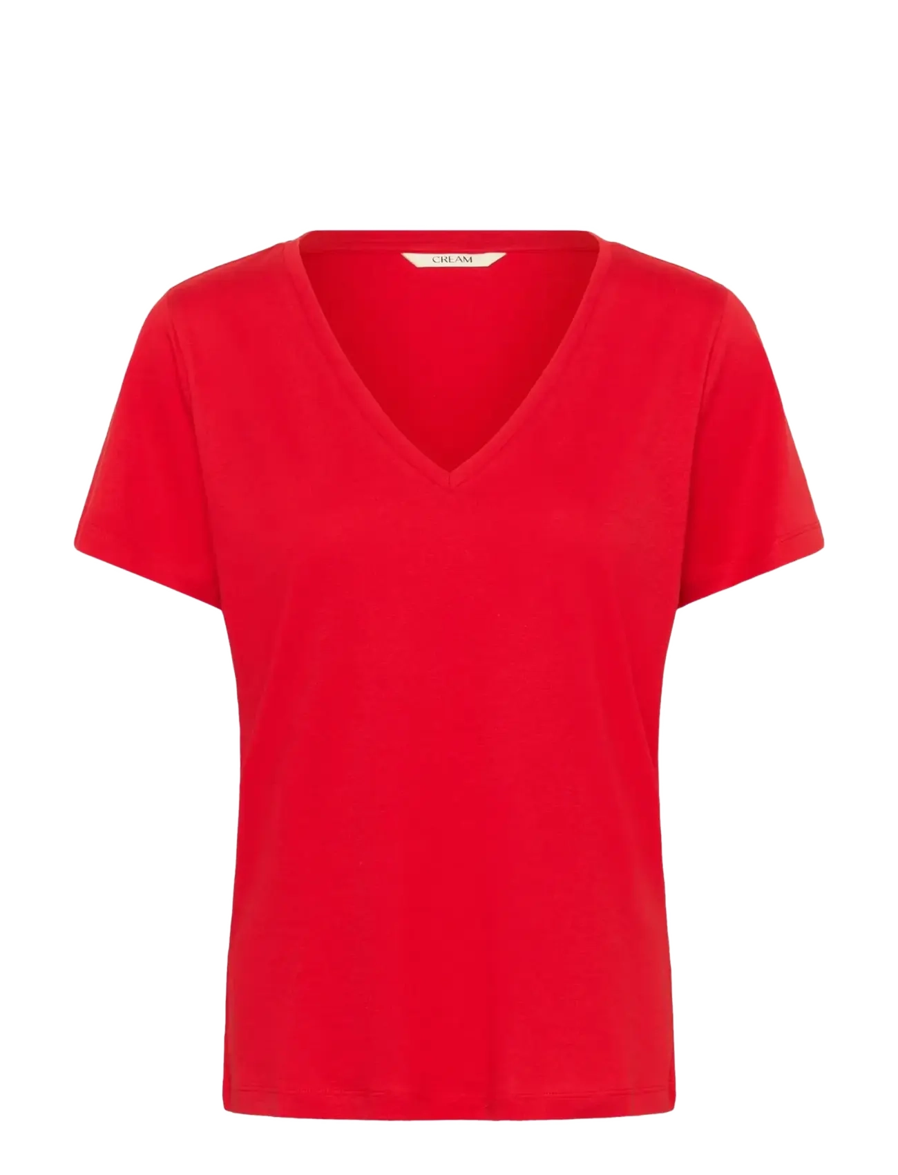 Cream CRNaia Deep V-neck T-Shirt - Cream - HIGH RISK RED / red