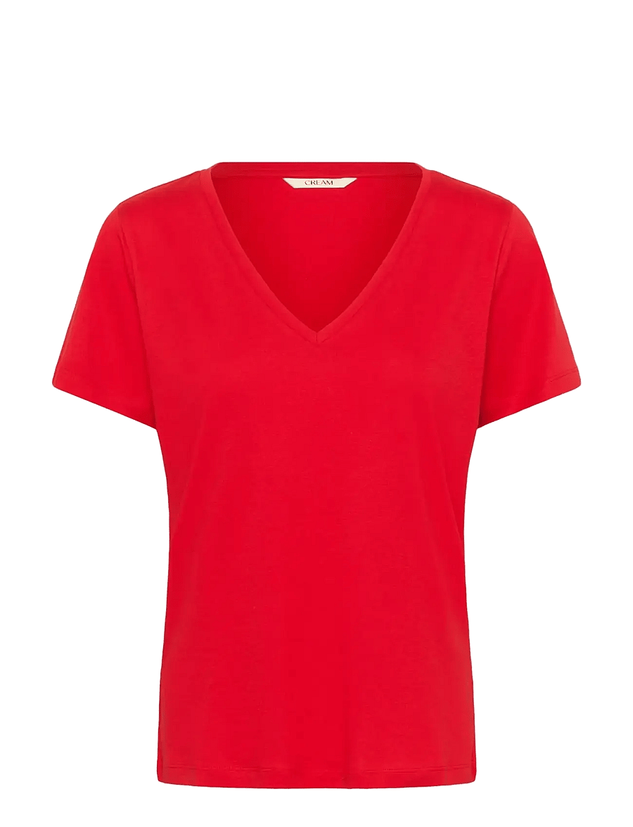 Cream - CRNaia Deep V-neck T-Shirt - t-shirts - high risk red - 1
