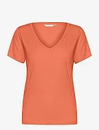 CRNaia Deep V-neck T-Shirt - HOT CORAL