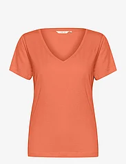 Cream - CRNaia Deep V-neck T-Shirt - lowest prices - hot coral - 0