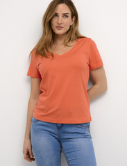Cream - CRNaia Deep V-neck T-Shirt - lowest prices - hot coral - 2