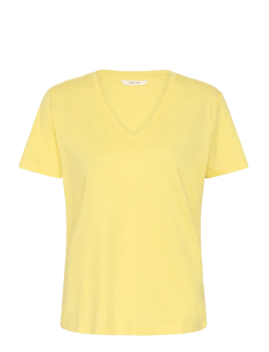 Cream - CRNaia Deep V-neck T-Shirt - t-shirts - lemon meringue - 1