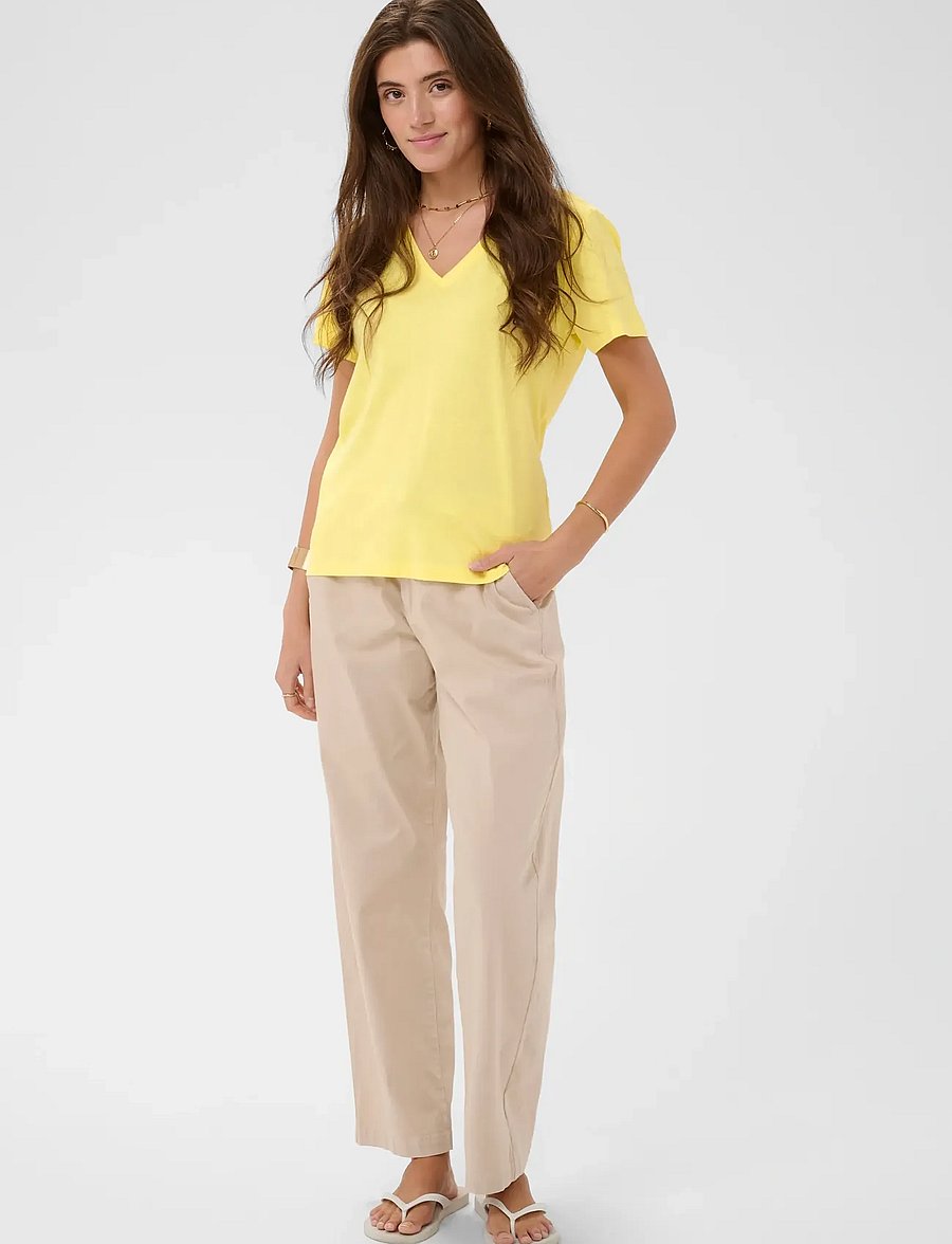 Cream - CRNaia Deep V-neck T-Shirt - t-shirts - lemon meringue - 3