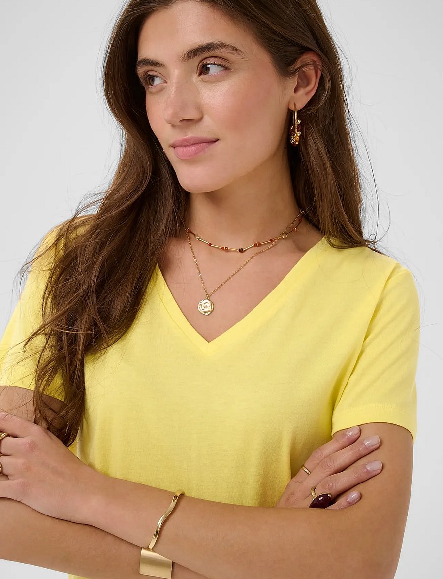 Cream - CRNaia Deep V-neck T-Shirt - t-shirts - lemon meringue - 5