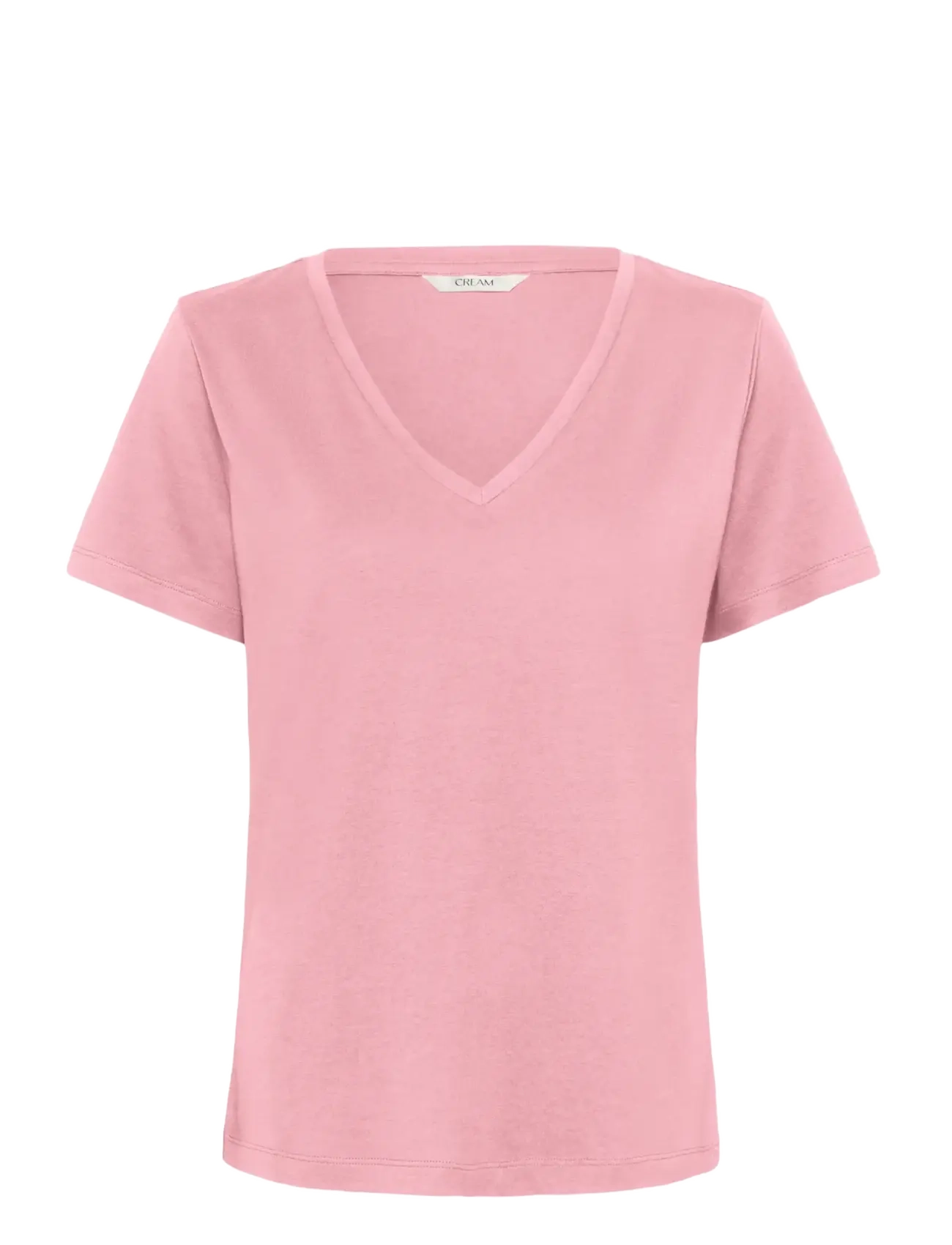 Cream - CRNaia Deep V-neck T-Shirt - t-särgid - pink nectar - 1