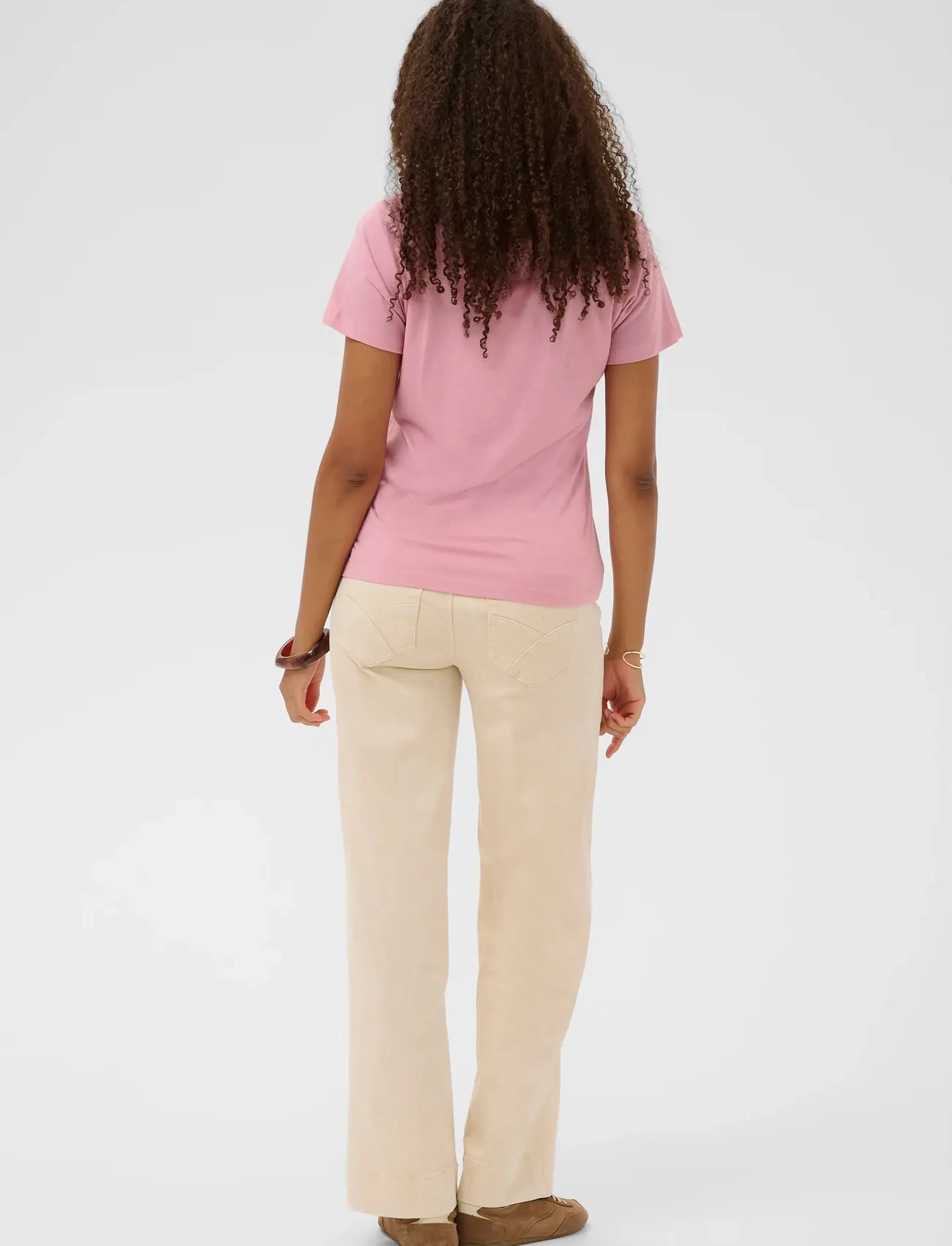 Cream - CRNaia Deep V-neck T-Shirt - t-shirts - pink nectar - 4
