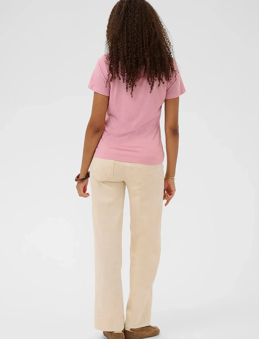 Cream - CRNaia Deep V-neck T-Shirt - t-särgid - pink nectar - 4
