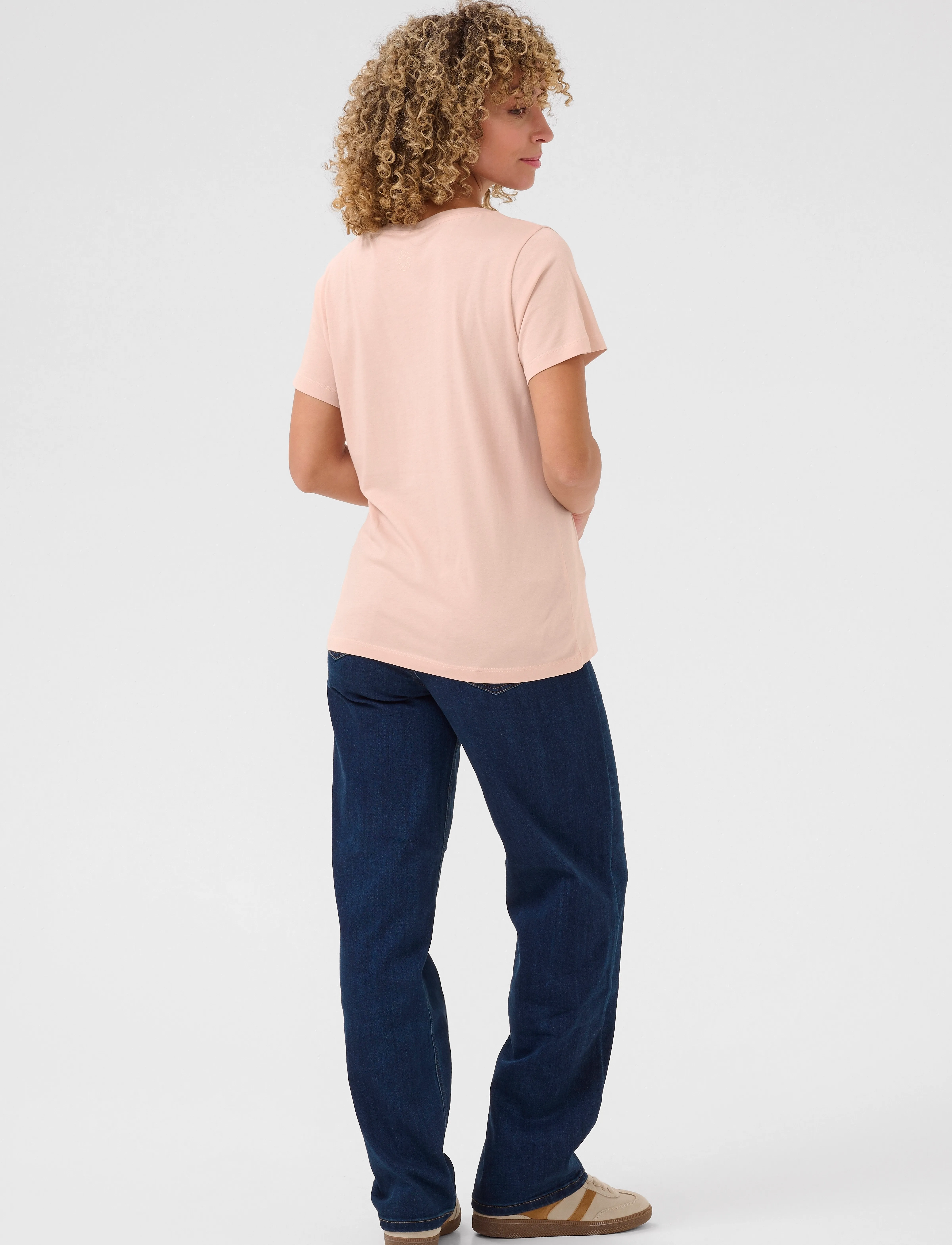 Cream - CRNaia Deep V-neck T-Shirt - t-paidat - sepia rose - 3