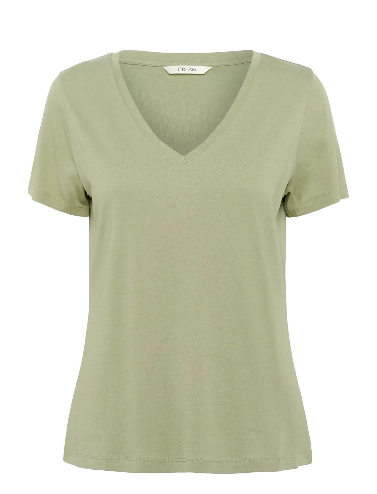 Cream CRNaia Deep V-neck T-Shirt - Kleidung - TEA / green