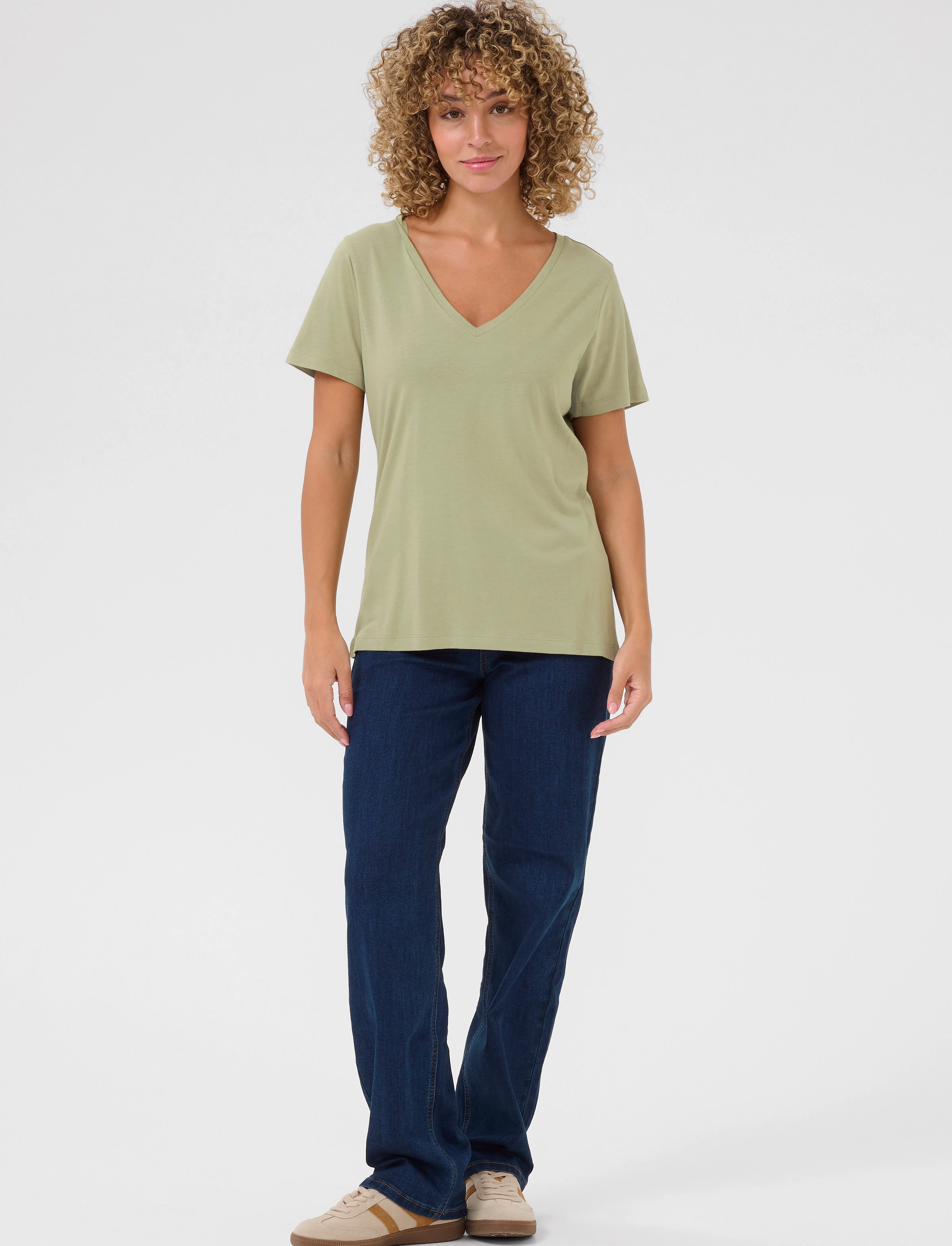 Cream - CRNaia Deep V-neck T-Shirt - t-shirts - tea - 3