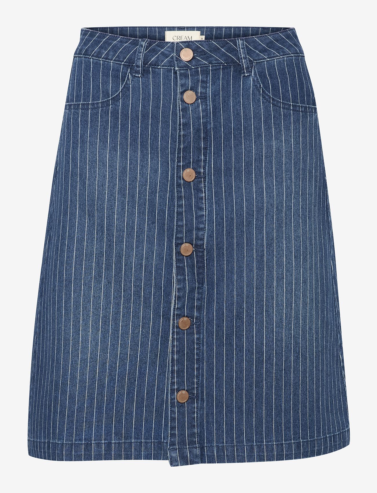 Cream - CRFrida Denim Skirt - midi nederdele - medium blue striped denim - 0