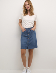Cream - CRFrida Denim Skirt - midi skirts - medium blue striped denim - 3