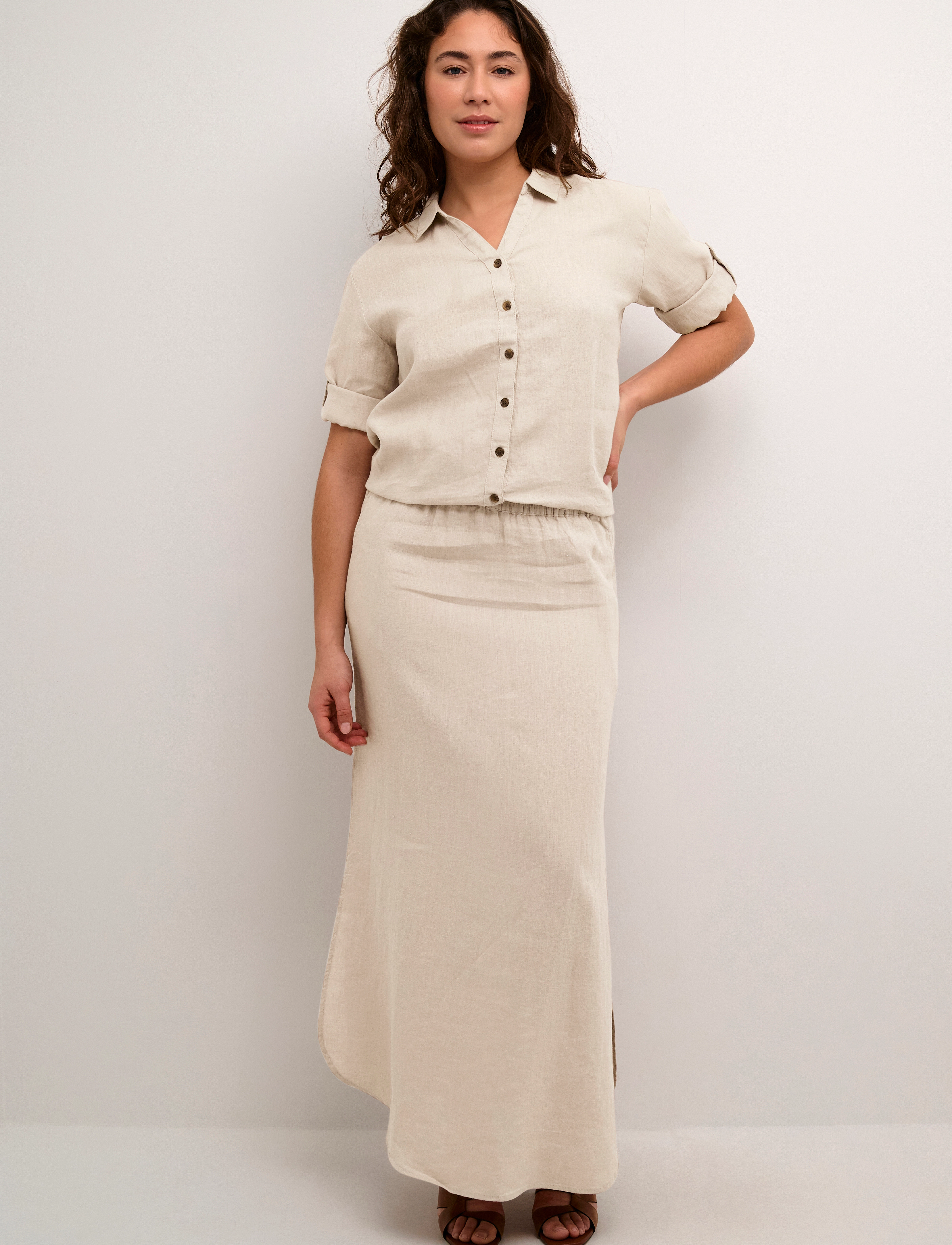 Cream - CRBellis Maxi Skirt - maxi nederdele - crispy sand - 5