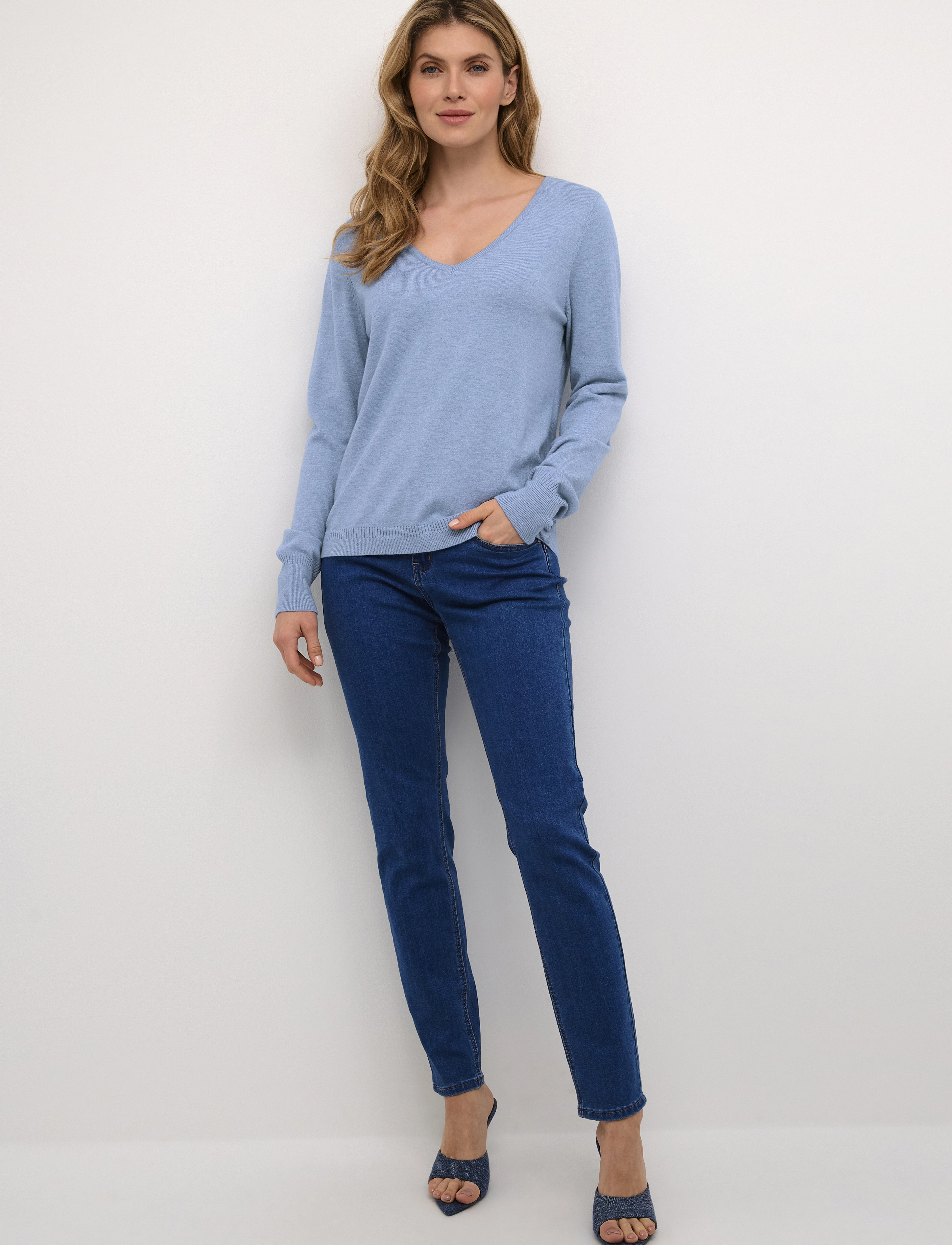 Cream - CRDela Knit Pullover - tröjor - marina melange - 3
