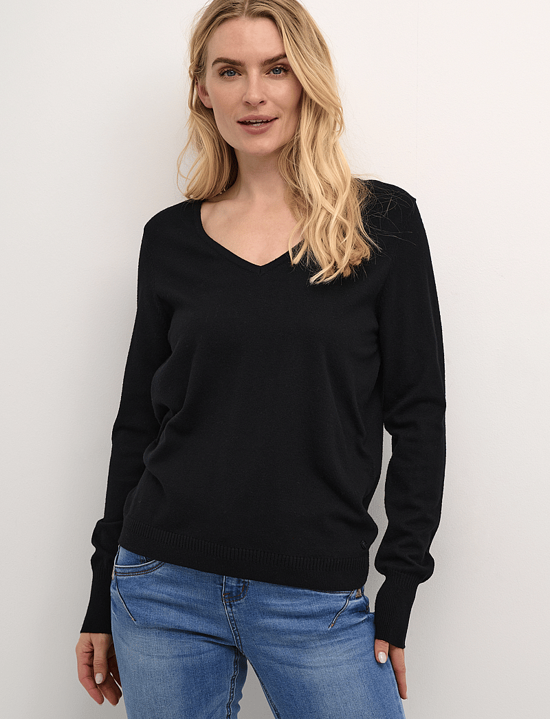 Cream - CRDela Knit Pullover - striktrøjer - pitch black - 0