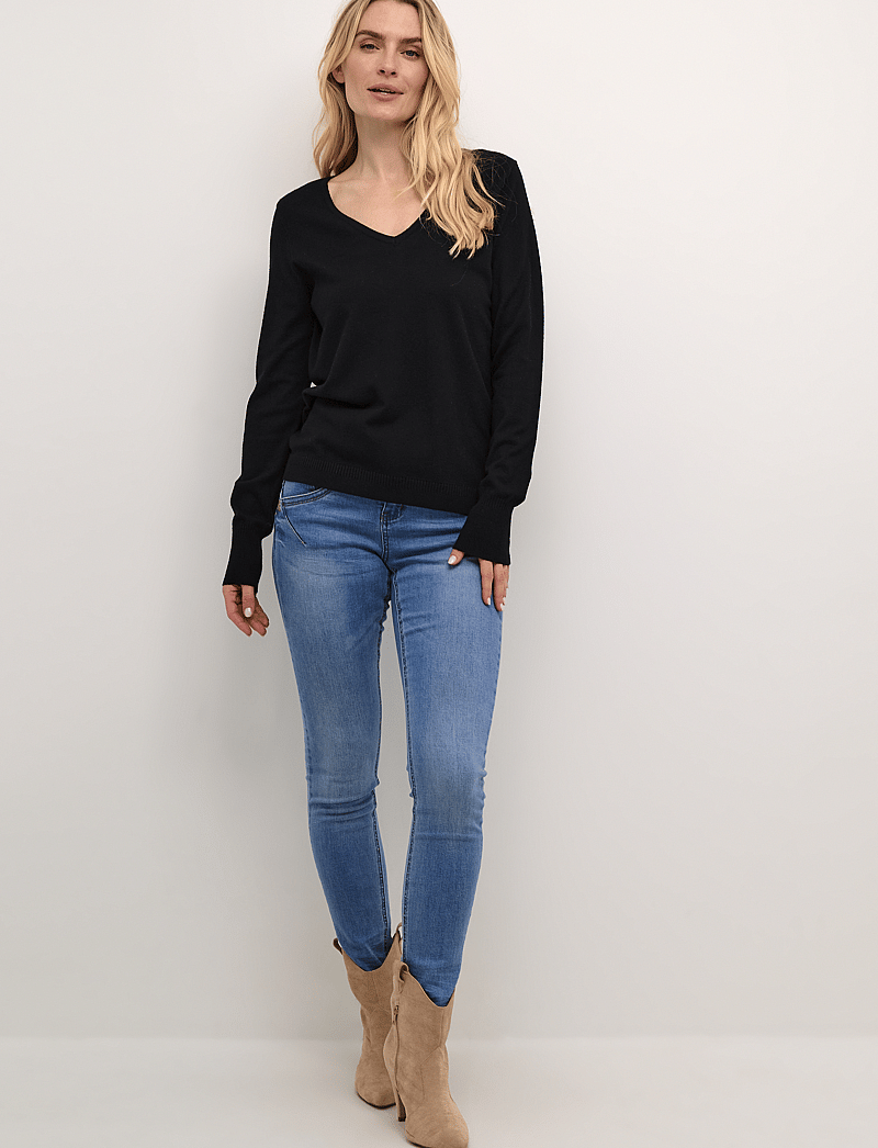 Cream - CRDela Knit Pullover - striktrøjer - pitch black - 3