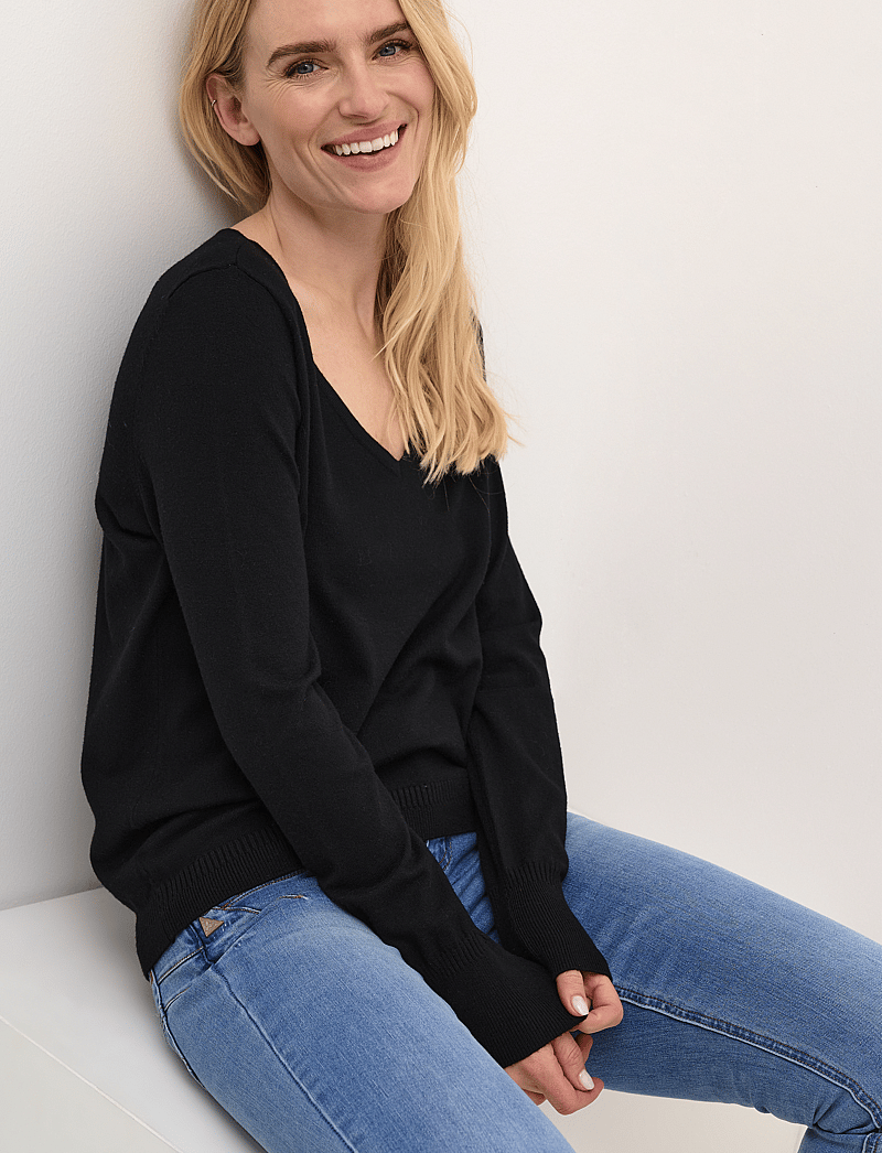 Cream - CRDela Knit Pullover - striktrøjer - pitch black - 5