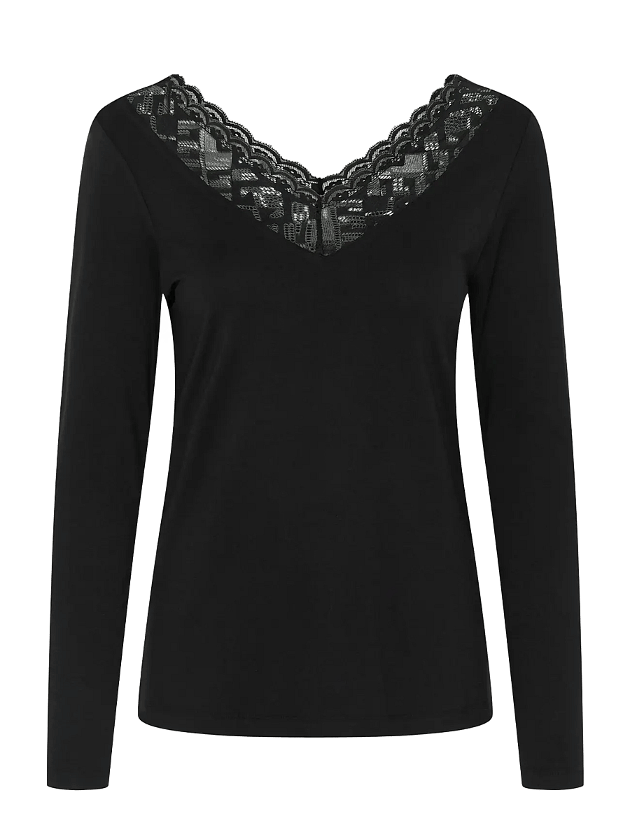 Cream - CRTrulla LS T-Shirt - long-sleeved tops - pitch black - 1