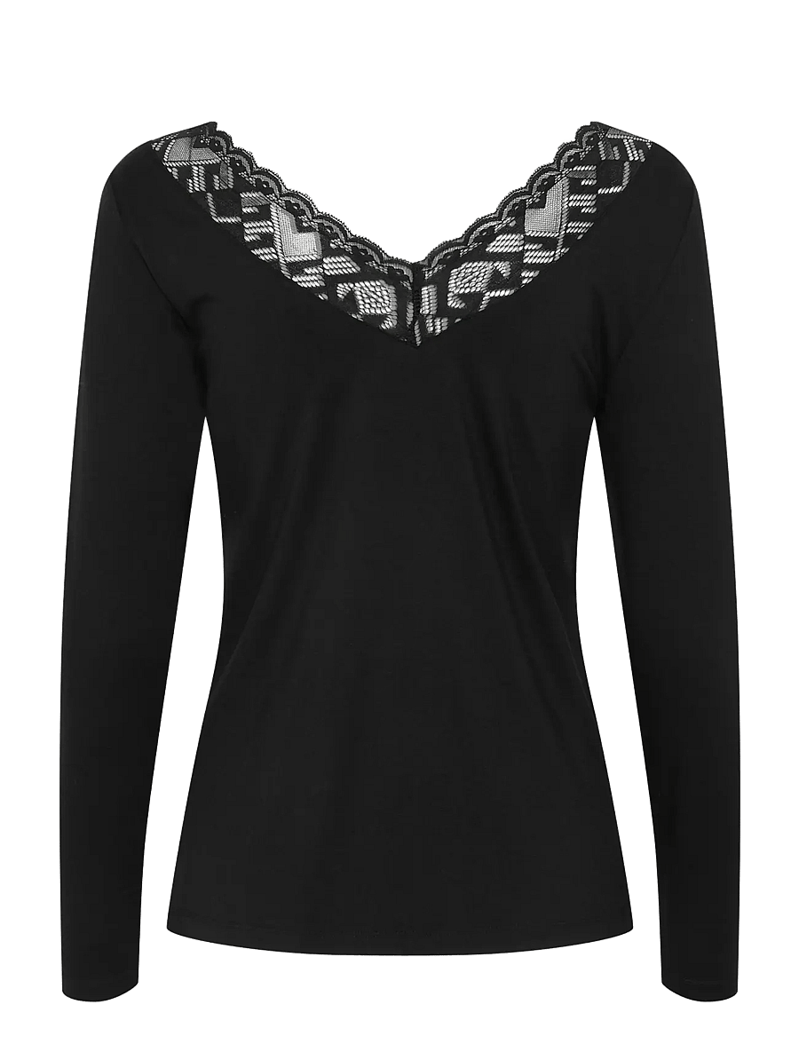 Cream - CRTrulla LS T-Shirt - long-sleeved tops - pitch black - 2