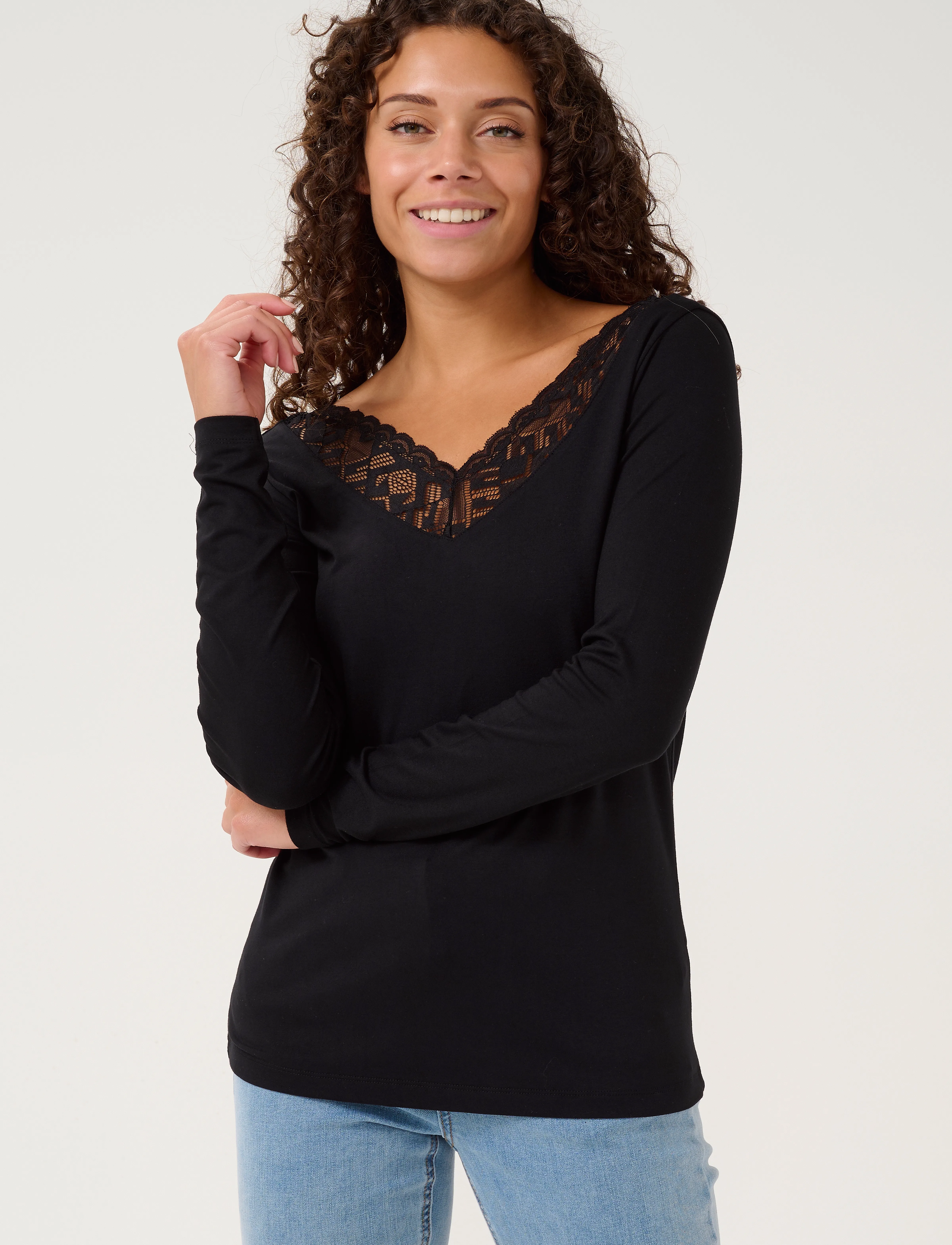 Cream Crtrulla Ls T-Shirt, S, T-shirts & Oberteile, Schwarz - Long-sleeved, Frauen