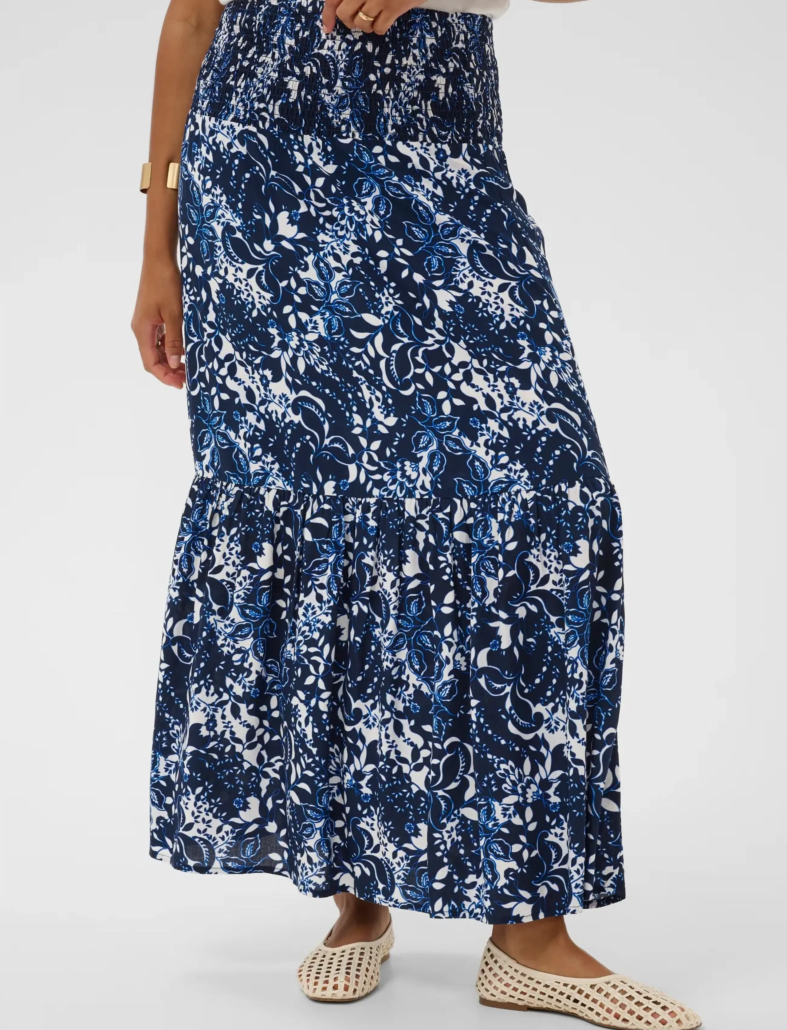 Cream Crtiah Skirt, Kvinder, Mønstret Maxi Nederdel, Multi/mønstret, Str: 46