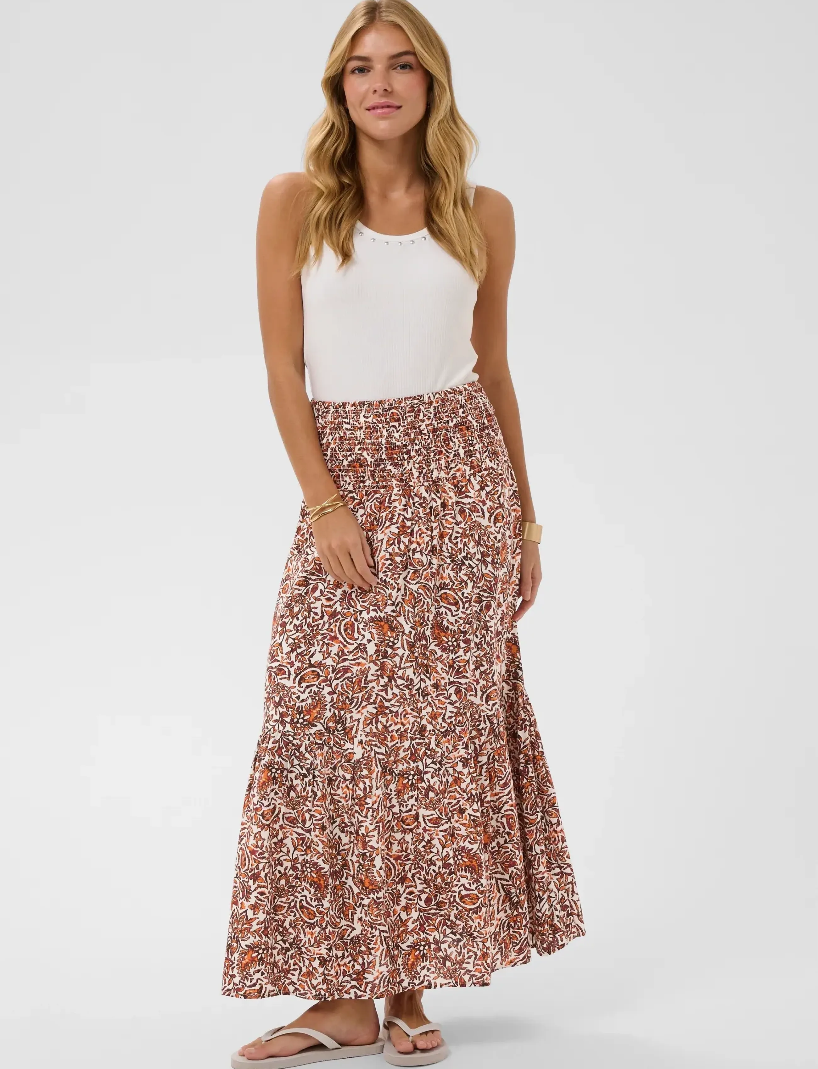 Cream Crtiah Skirt, 44, Orange, Nederdele > Maxi, Dame
