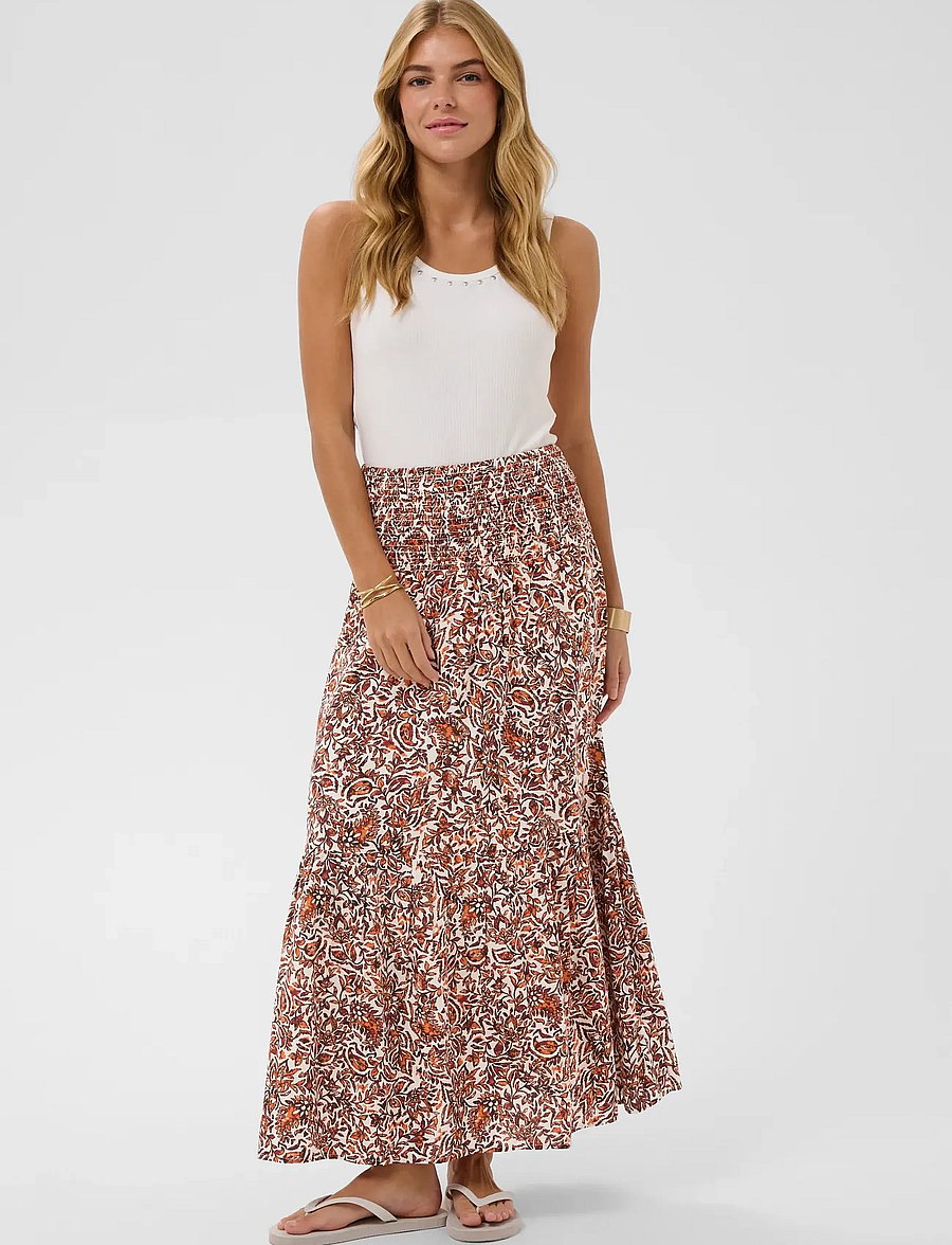 Cream - CRTiah skirt - maxi nederdele - orange saraza flower - 0