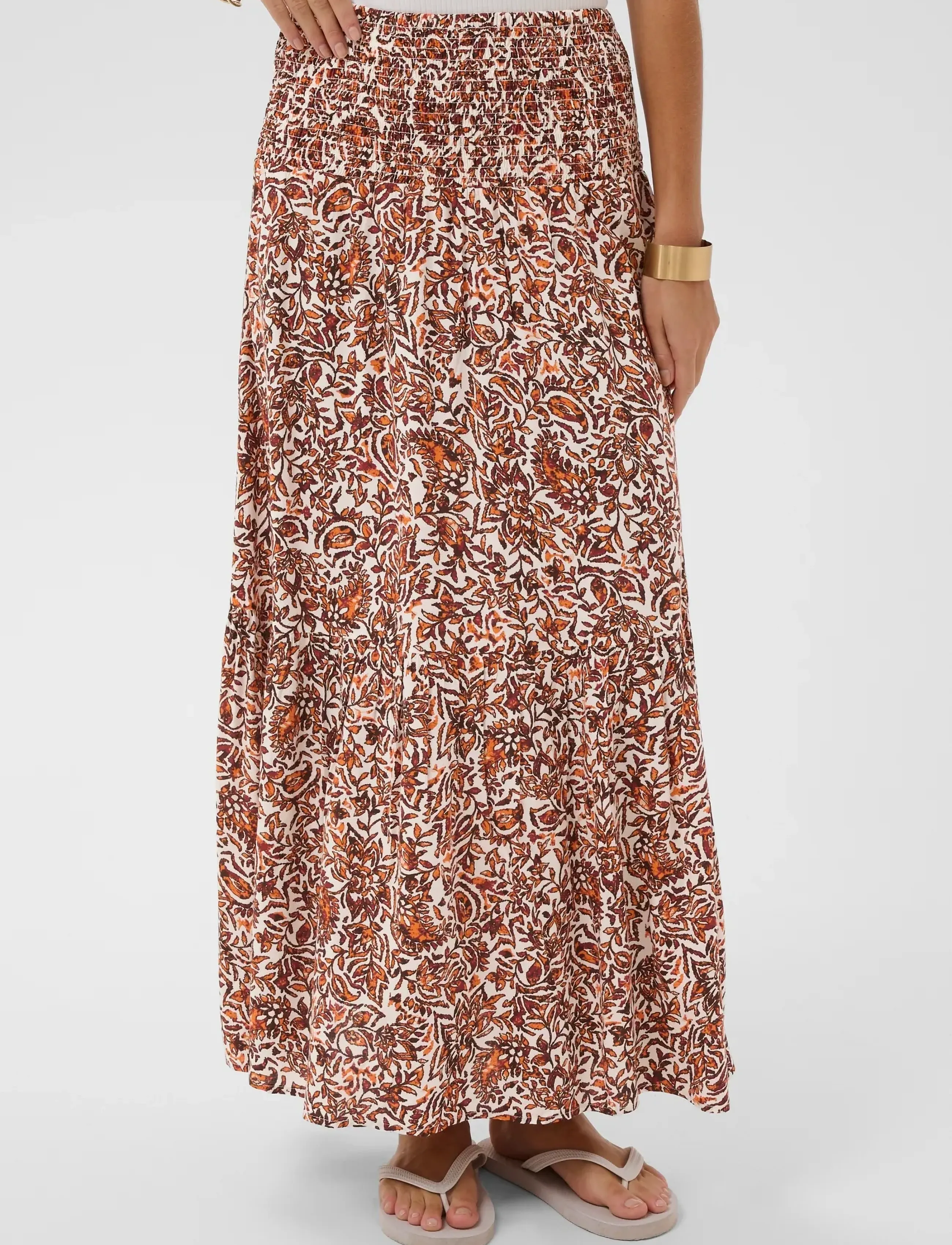 Cream - CRTiah skirt - maxi skirts - orange saraza flower - 3