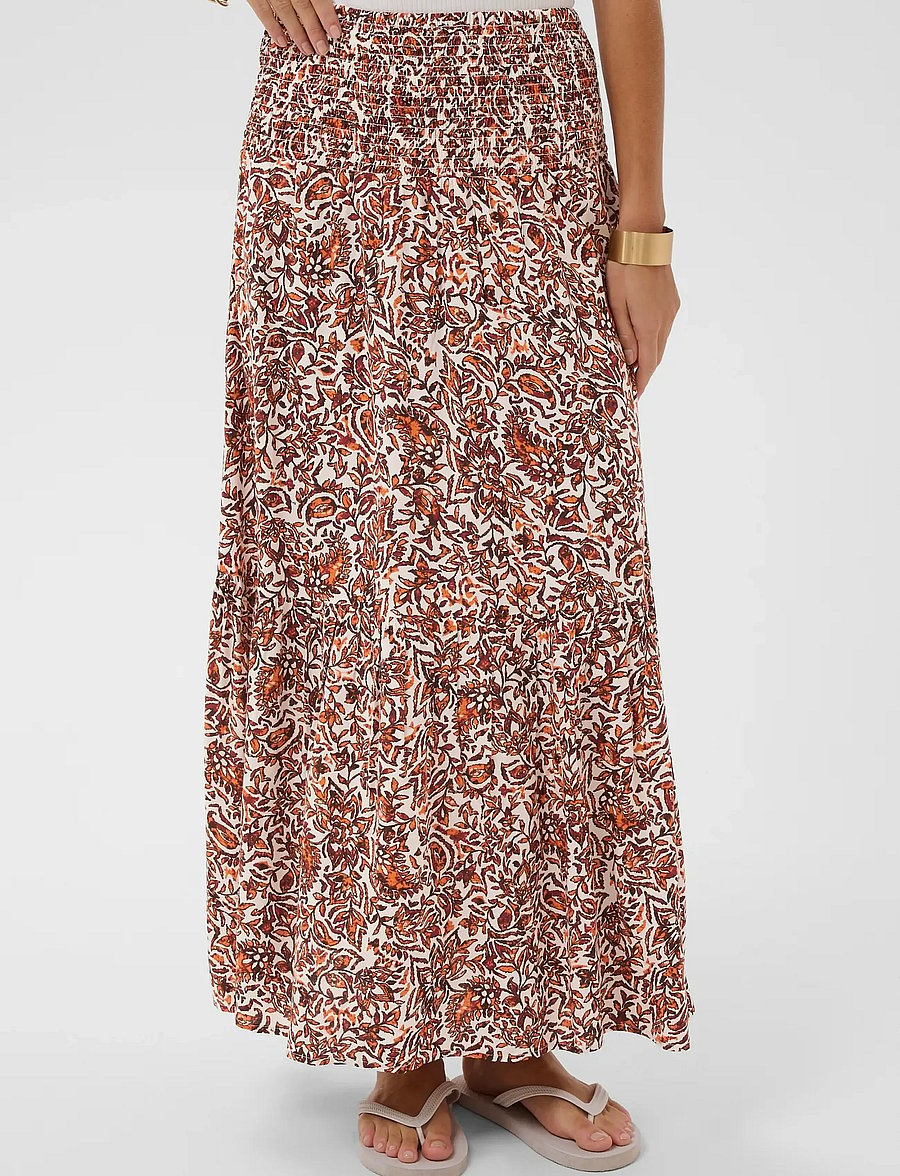 Cream - CRTiah skirt - maxi nederdele - orange saraza flower - 3