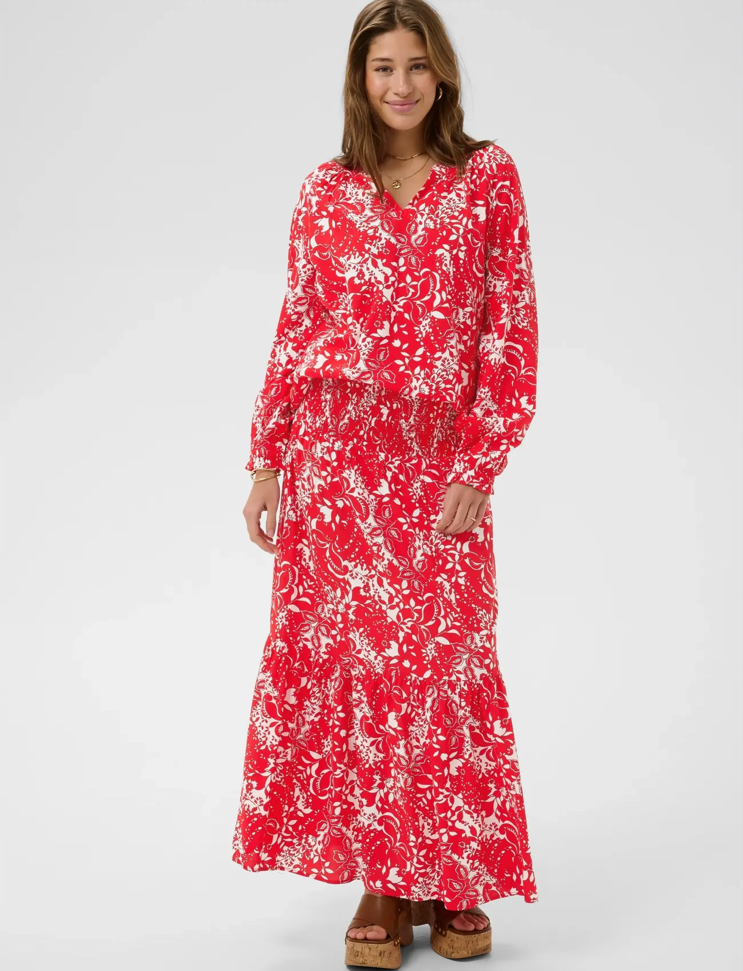 Cream - CRTIAH SKIRT - maksiseelikud - risk red toile - 3