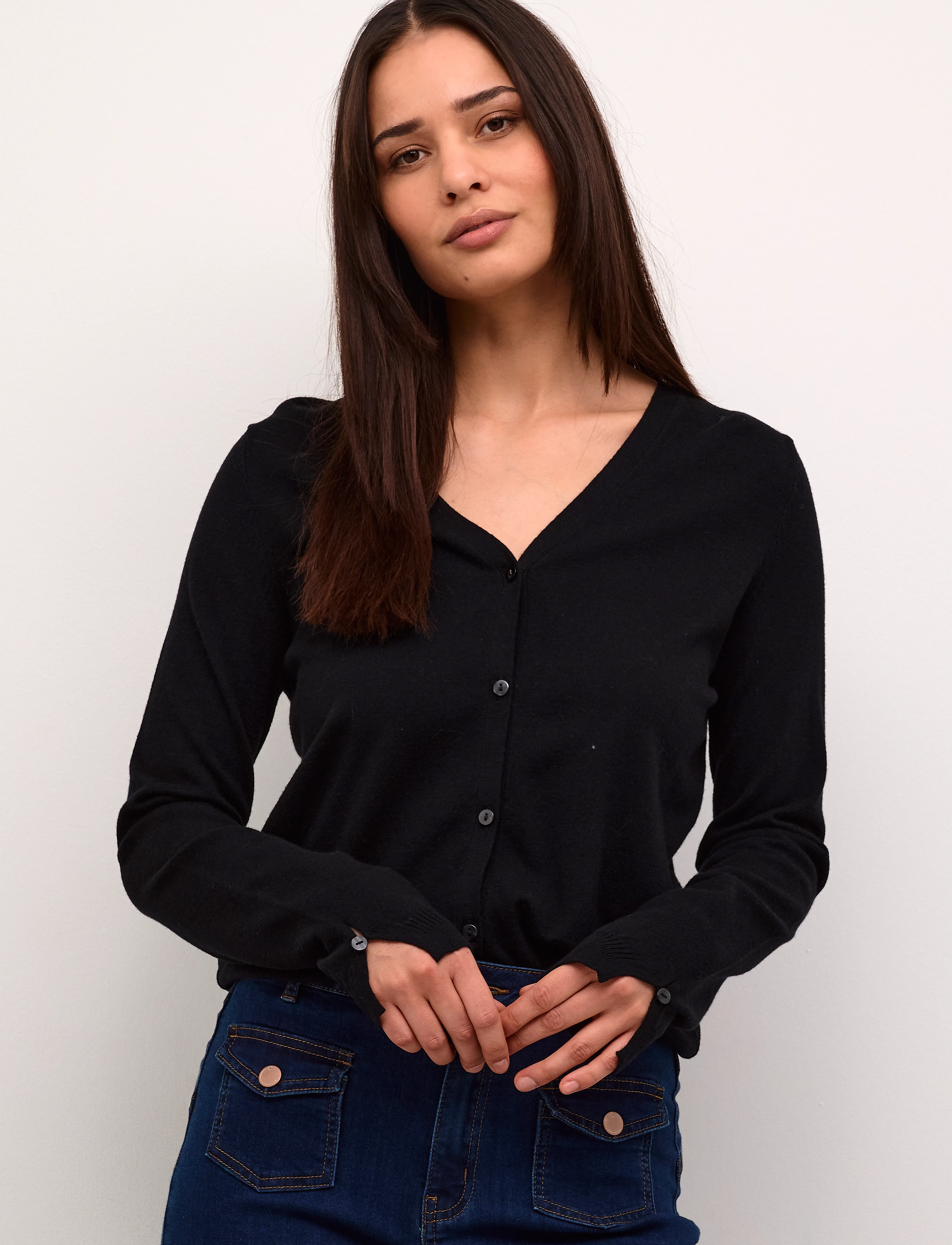 Cream Crdela Knit Cardigan, Kvinder, Strikket Cardigan, Sort, Str: XXL
