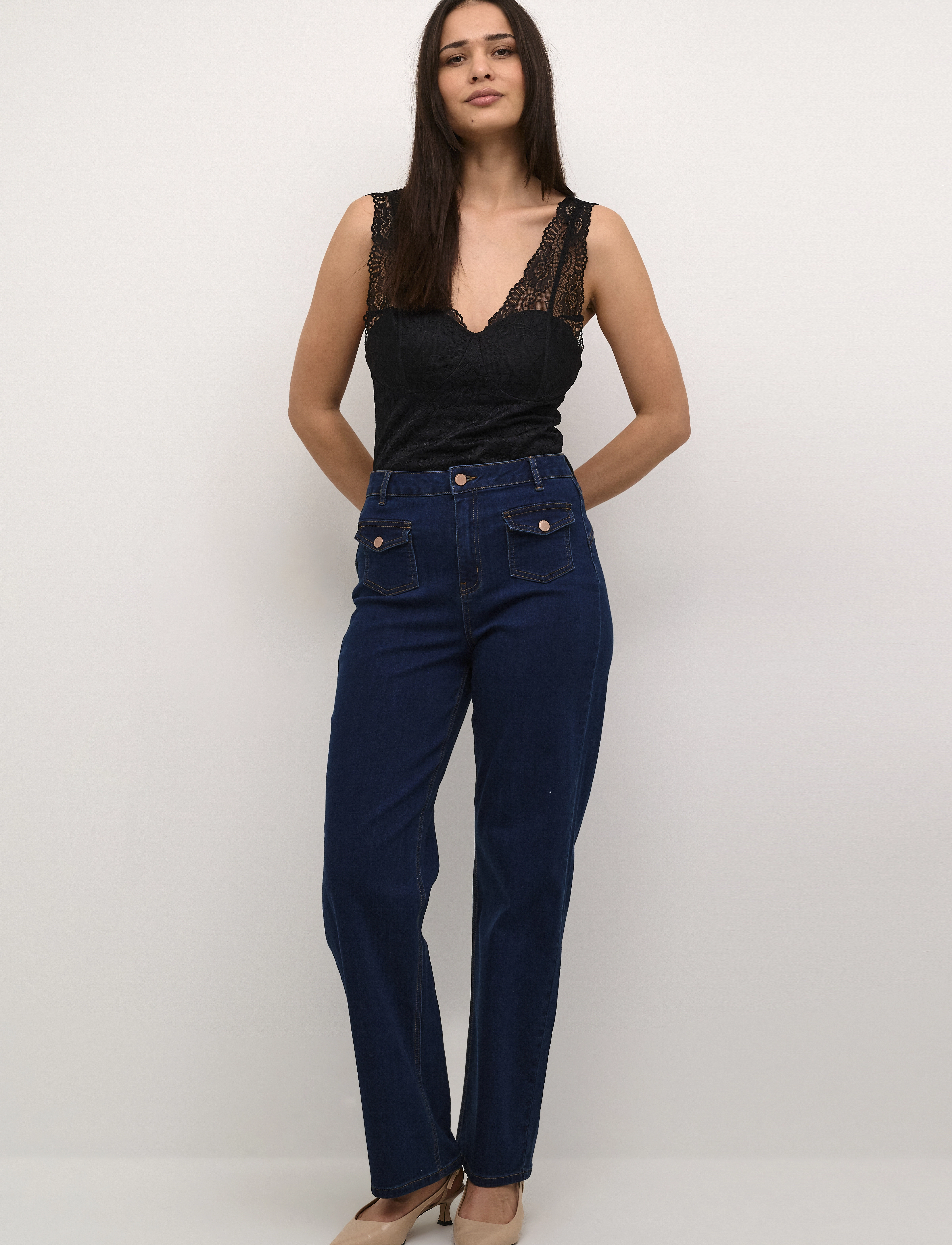 Cream - CRGlaze Long Top - sleeveless tops - pitch black - 3