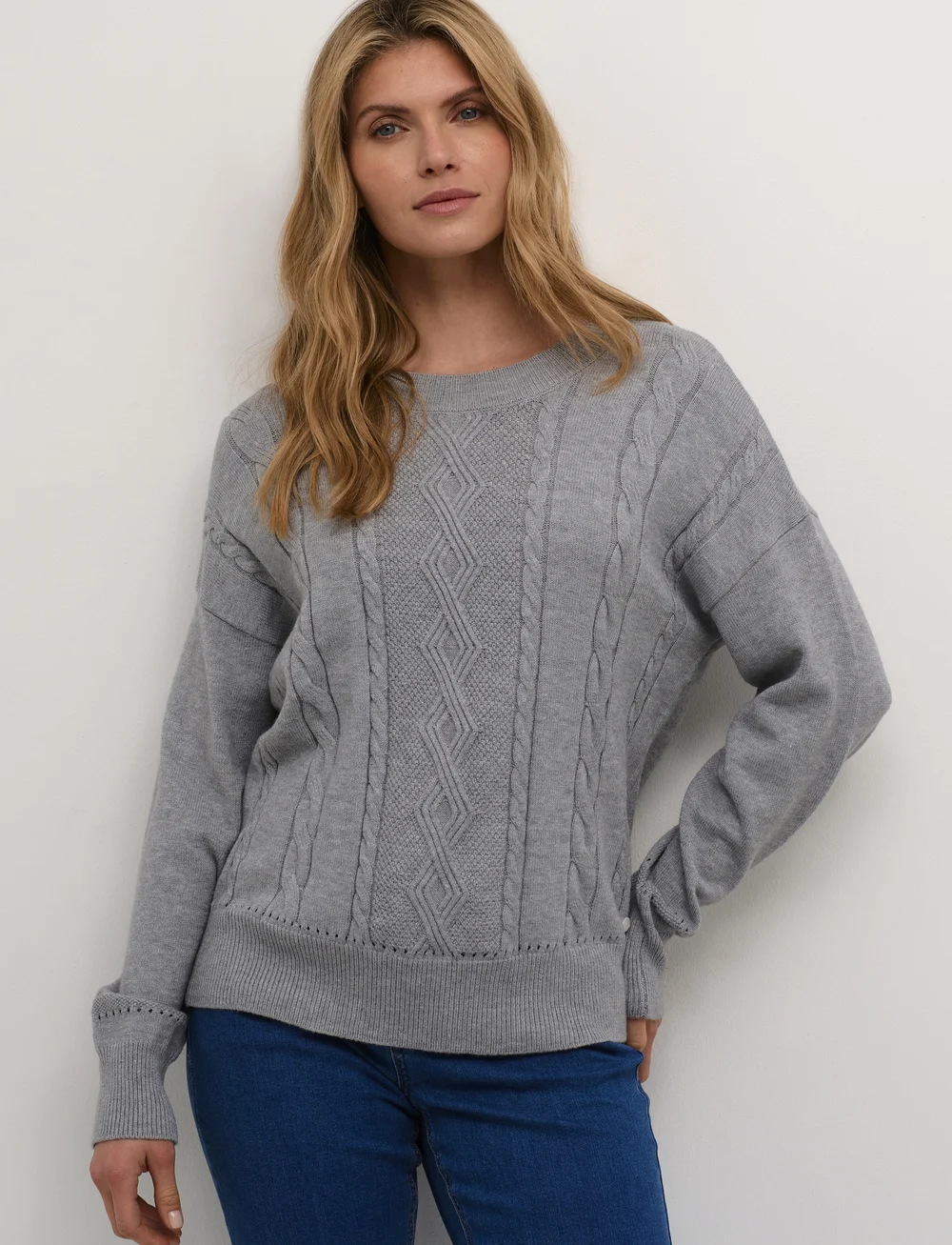 Cream - CRDela Knit Pullover - pullover - grey melange - 0