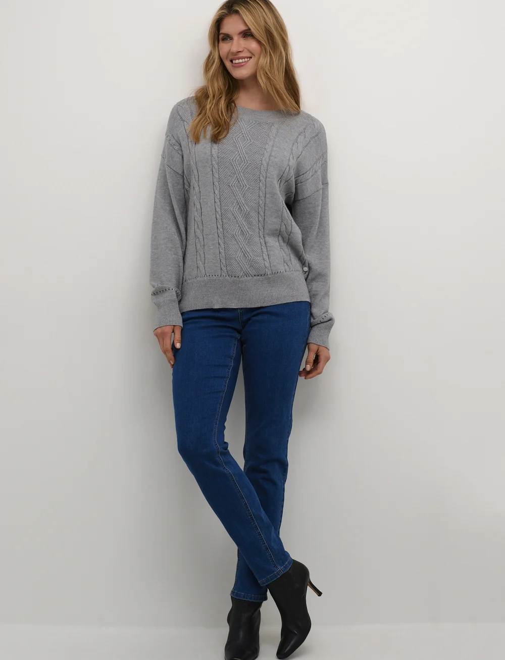 Cream - CRDela Knit Pullover - pullover - grey melange - 3