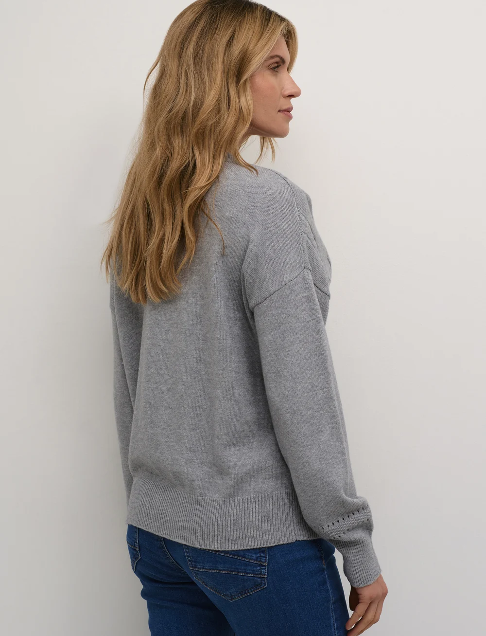 Cream - CRDela Knit Pullover - pullover - grey melange - 4