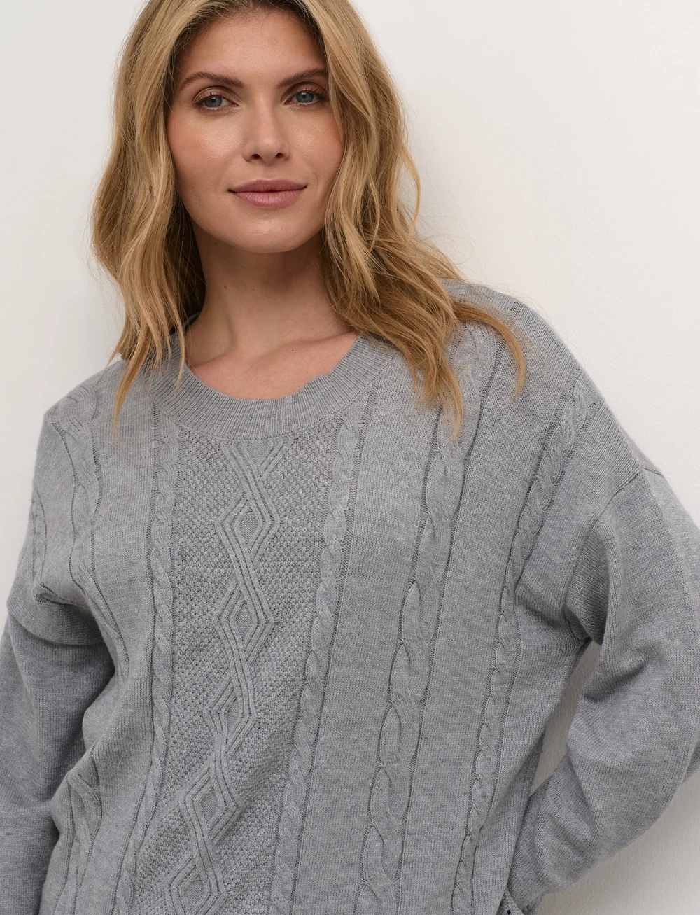 Cream - CRDela Knit Pullover - pullover - grey melange - 5