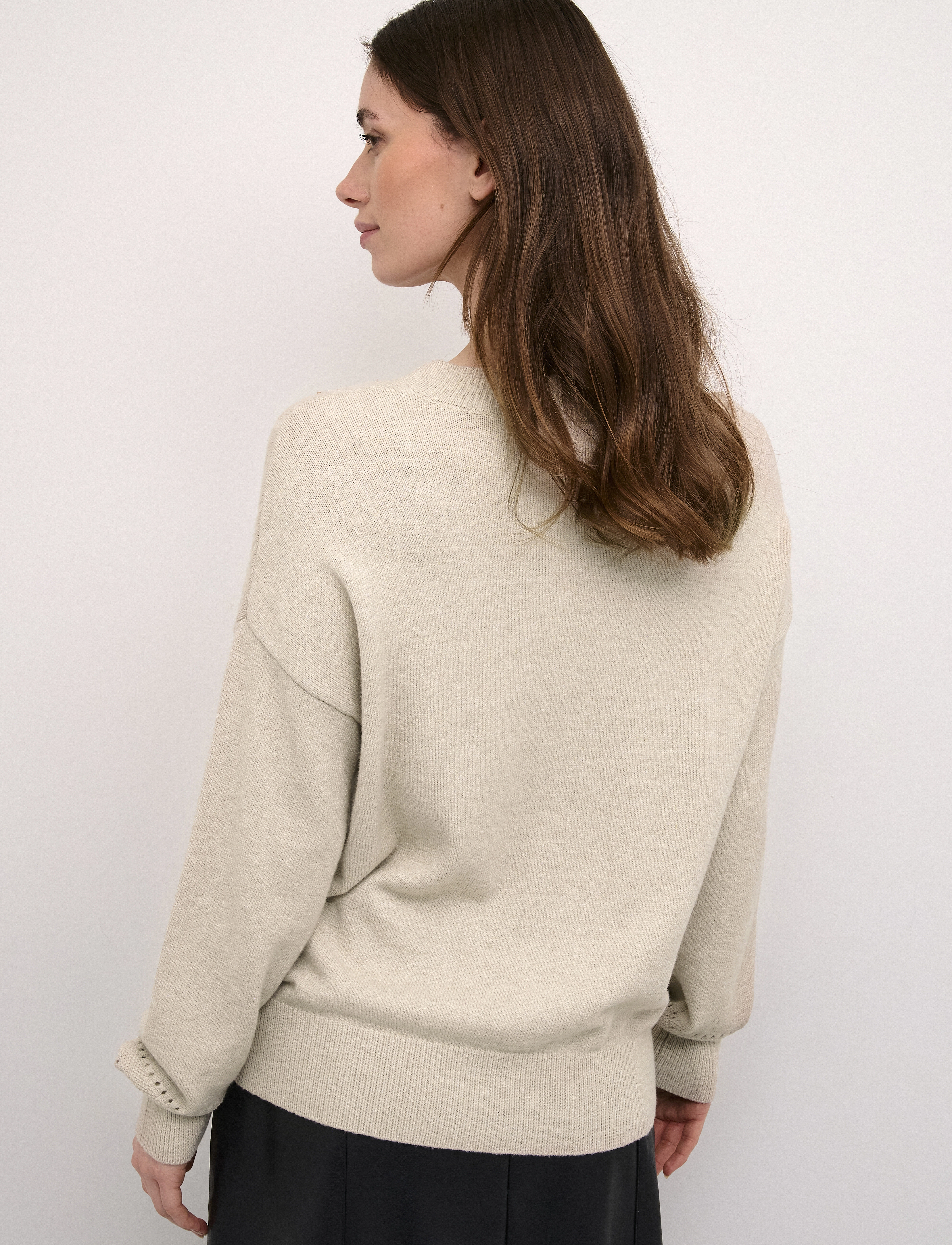 Cream - CRDela Knit Pullover - neulepuserot - oat melange - 4
