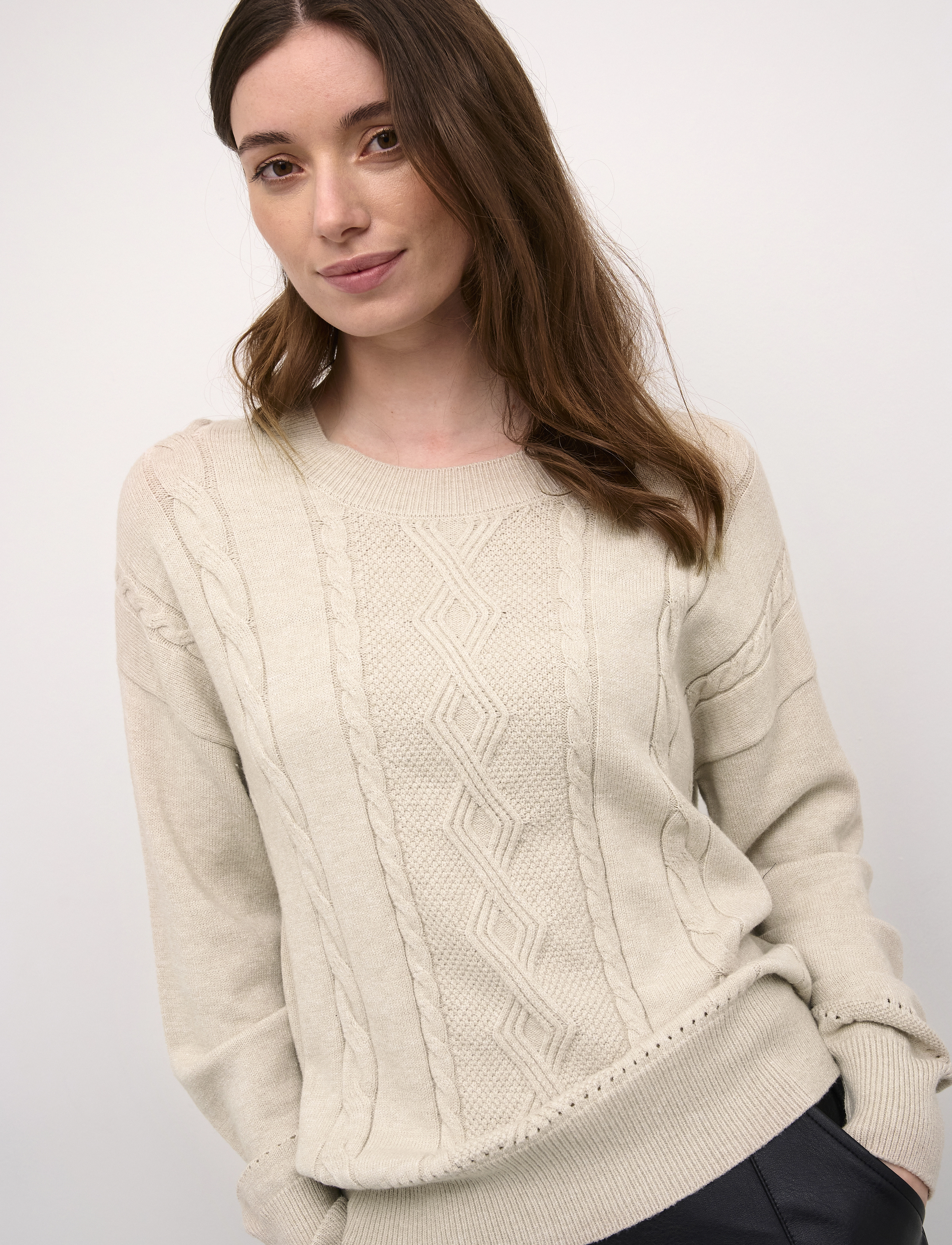 Cream - CRDela Knit Pullover - neulepuserot - oat melange - 5