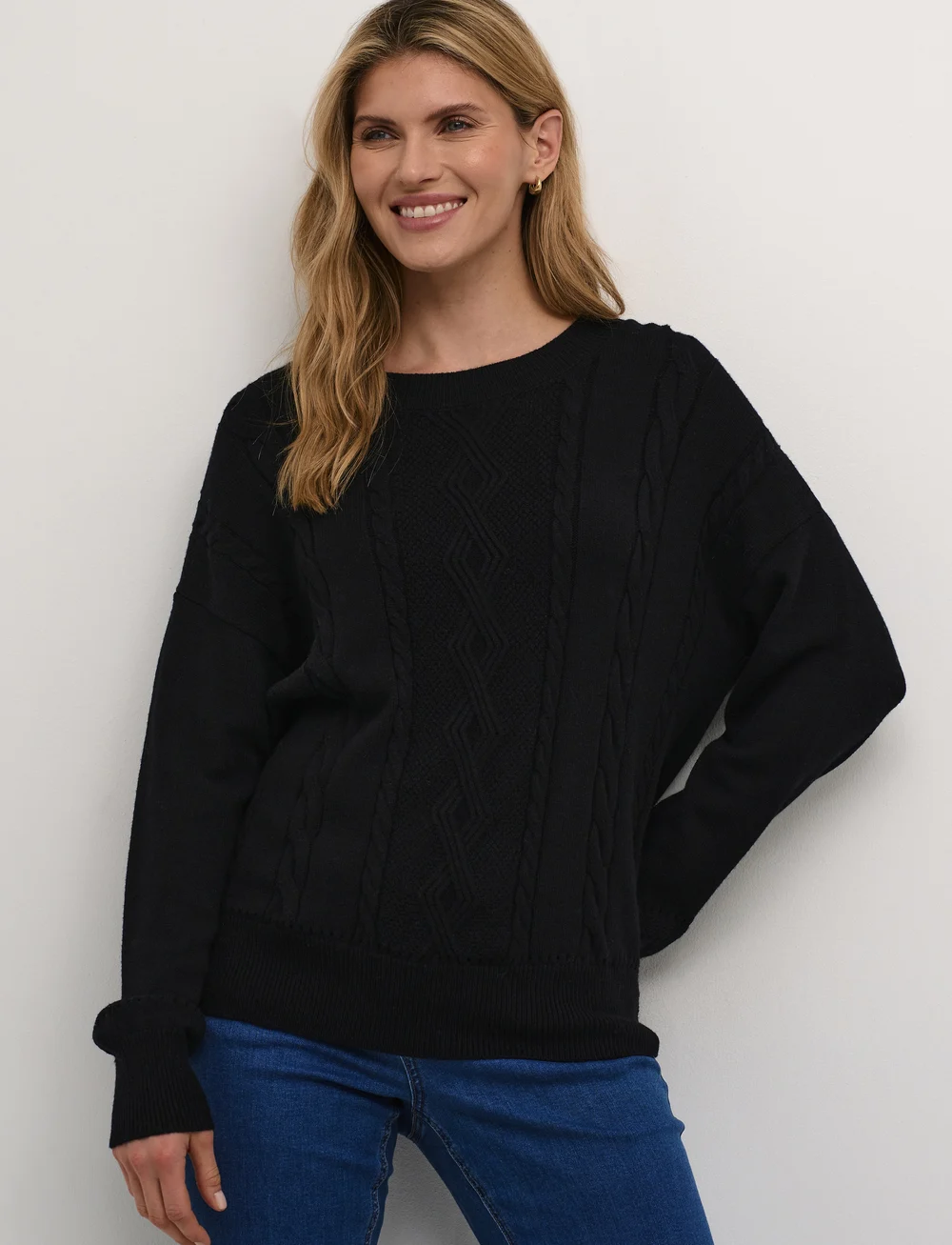 Cream - CRDela Knit Pullover - stickade tröjor - pitch black - 0