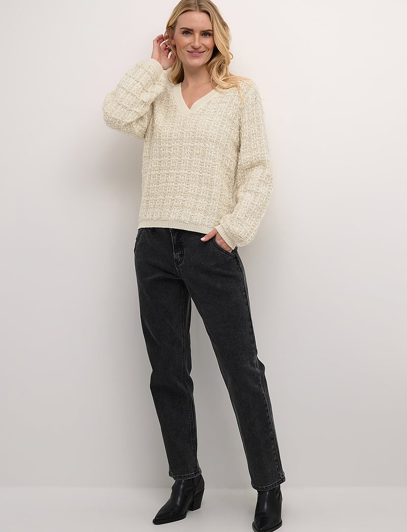 Cream - CRBilo Knit Blouse - pullover - eggnog check - 3