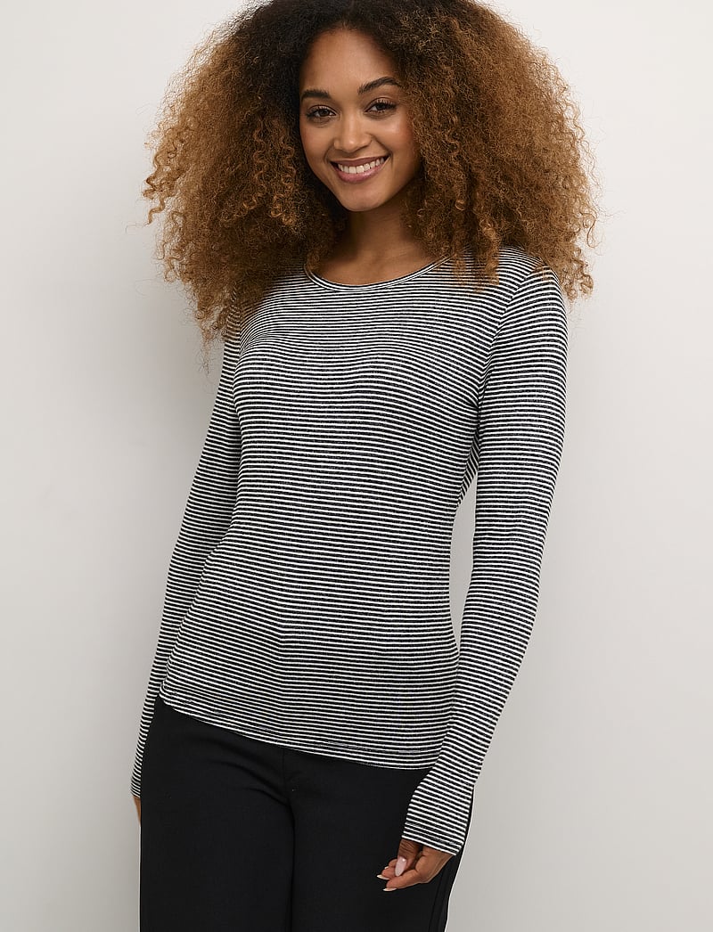 Cream - CRAmma LS T-Shirt - langærmede toppe - black/white stripe - 0